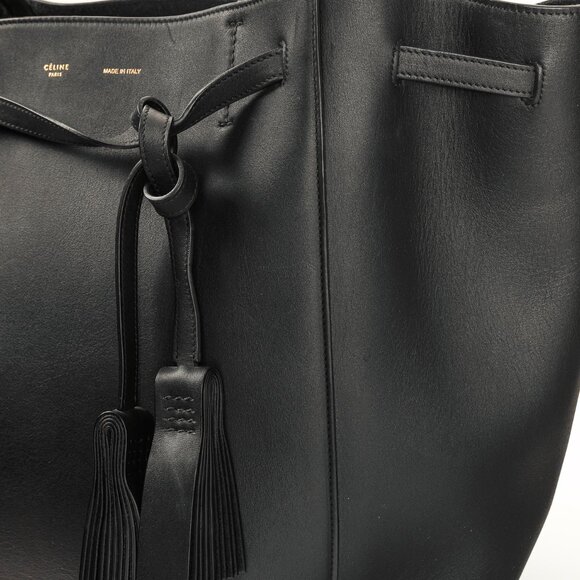 Celine Large Cabas Phantom Black Tassel Leather Tote Bag - Picture 8 of 12